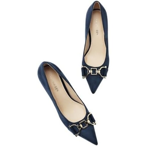 Women's Blue Suede Closed Toe High Heels Dress Pointed Toe Wedding Pump Shoes - Picture 4 of 6